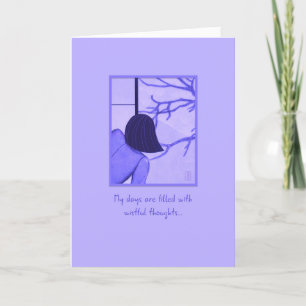 Junge Frau auf Shoji Screen Vermisst You Card Karte