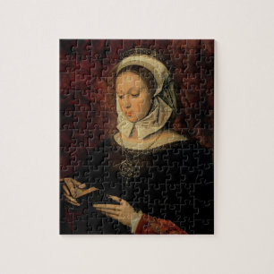Junge Frau, die ein Buch der Stunden (Öl, liest