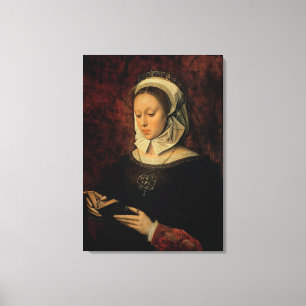 Junge Frau, die ein Buch der Stunden (Öl, liest Leinwanddruck
