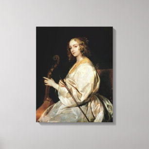 Junge Frau, die eine Viola-DA-Gambe spielt Leinwanddruck