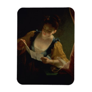 Junge Frau, die einen Brief (Öl, liest auf Magnet