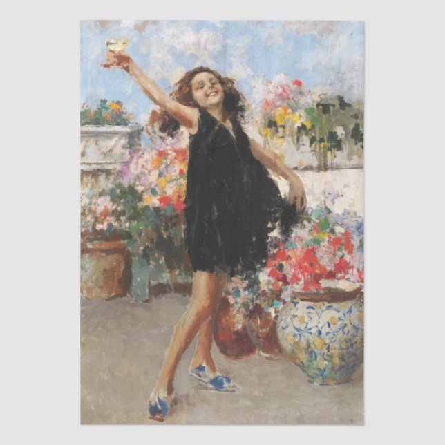 Junge Frau feiert Sieg (Vincenzo Irolli) Seidenpapier (Vorderseite)