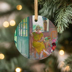 Junge Frau im blühenden Innern   Henri Lebasque Keramik Ornament