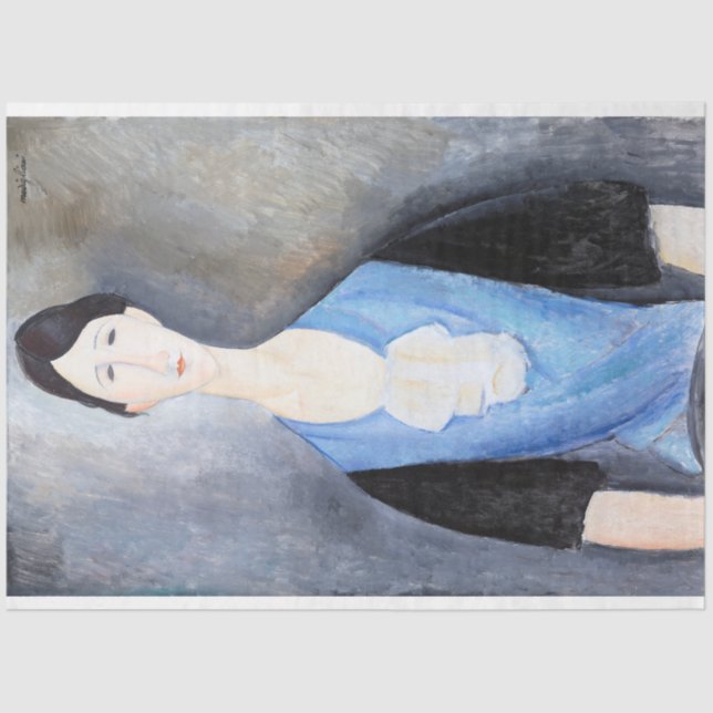 Junge Frau in Blau, Modigliani Seidenpapier (Vorderseite)
