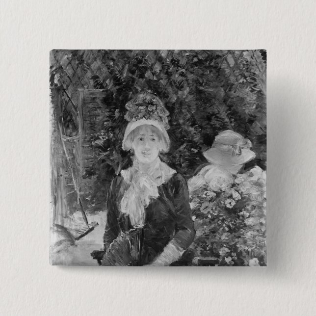 Junge Frau in einem Garten, 1883 Button (Vorderseite)