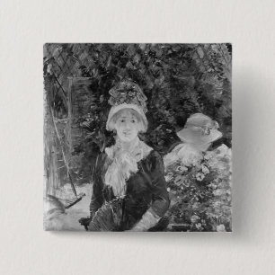 Junge Frau in einem Garten, 1883 Button