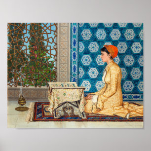 Junge Frau lesend Osman Hamdi Bey Poster