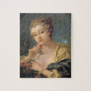 Junge Frau mit einem Bouquet von Rose
