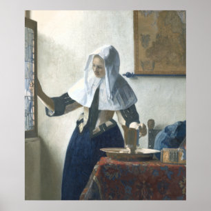 Junge Frau mit einem Wasser-Krug durch Vermeer Poster