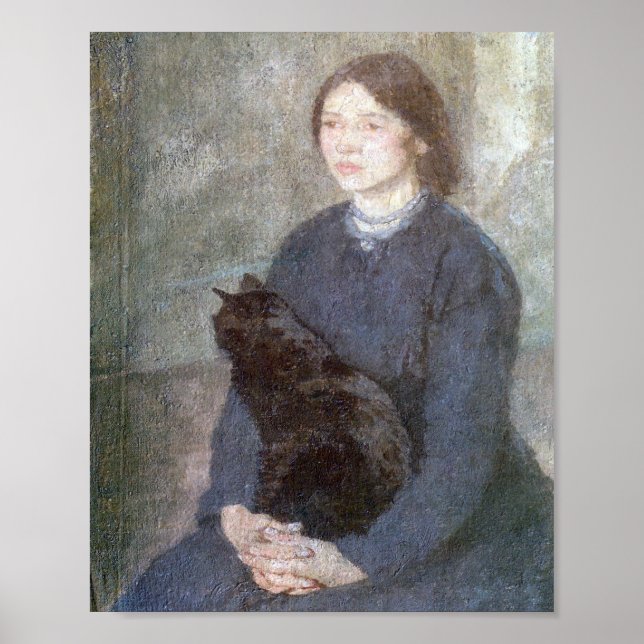 Junge Frau mit einer schwarzen Katze - Gwen John Poster (Vorne)