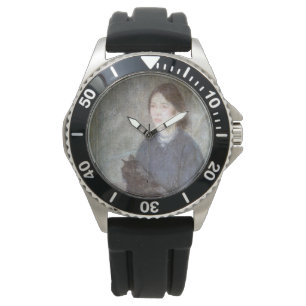 Junge Frau mit einer schwarzen Katze (von Gwen Joh Armbanduhr
