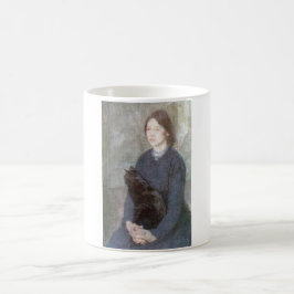 Junge Frau mit einer schwarzen Katze (von Gwen Joh Kaffeetasse