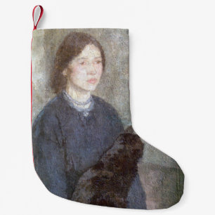 Junge Frau mit einer schwarzen Katze (von Gwen Joh Kleiner Weihnachtsstrumpf