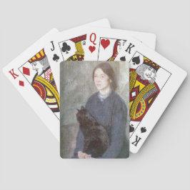 Junge Frau mit einer schwarzen Katze (von Gwen Joh Spielkarten