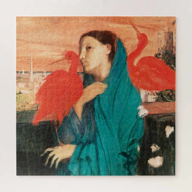 Junge Frau mit Ibis Fine Art von Edgar Degas (Horizontal)