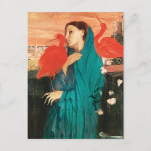 Junge Frau mit Ibis Fine Art von Edgar Degas Postkarte
