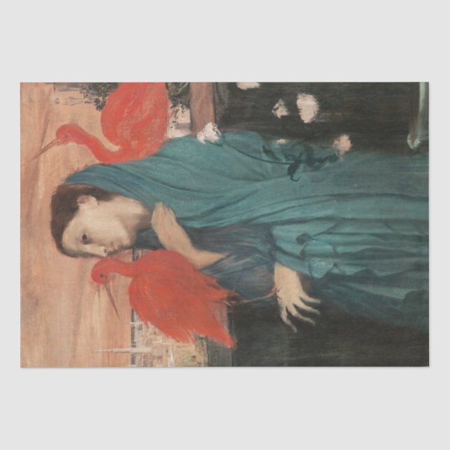 Junge Frau mit Ibis-Malerei Edgar Degas Seidenpapier (Vorderseite)