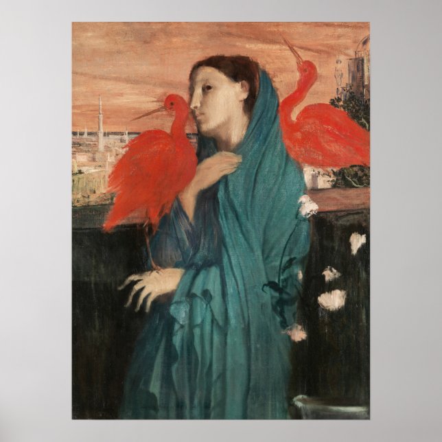 Junge Frau mit Ibis von Edgar Degas Poster (Vorne)