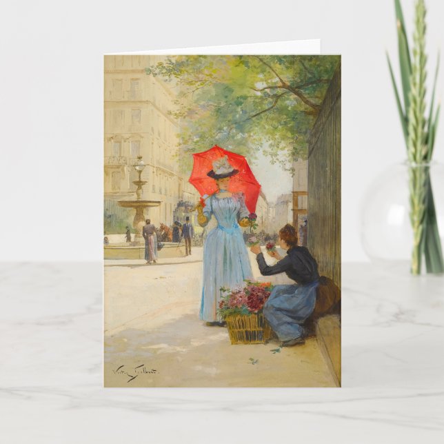 Junge Frau mit Regenschirm | Victor Gabriel Gilber Karte (Vorderseite)