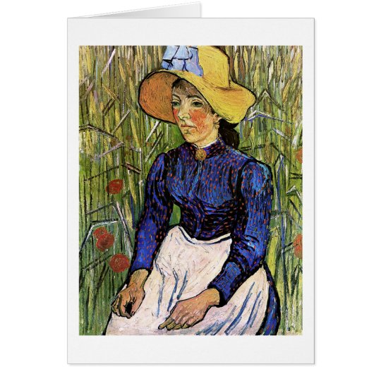 Junge Frau mit Strohhut-Van- Goghschöner Kunst Karte