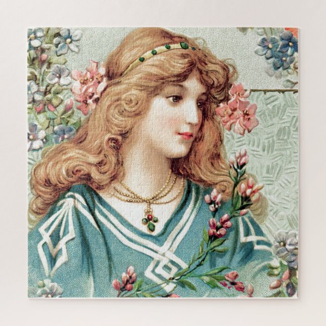 Junge Frau mit Vintagen Blume (Vertikal)