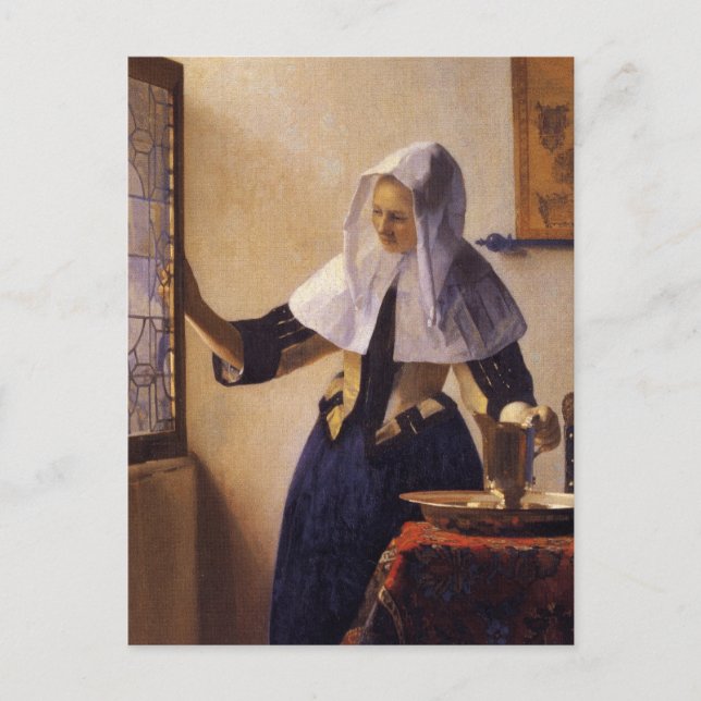 Junge Frau mit Wasserpitcher Postkarte (Vorderseite)