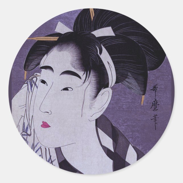 Junge Frau Runder Aufkleber (Vorderseite)