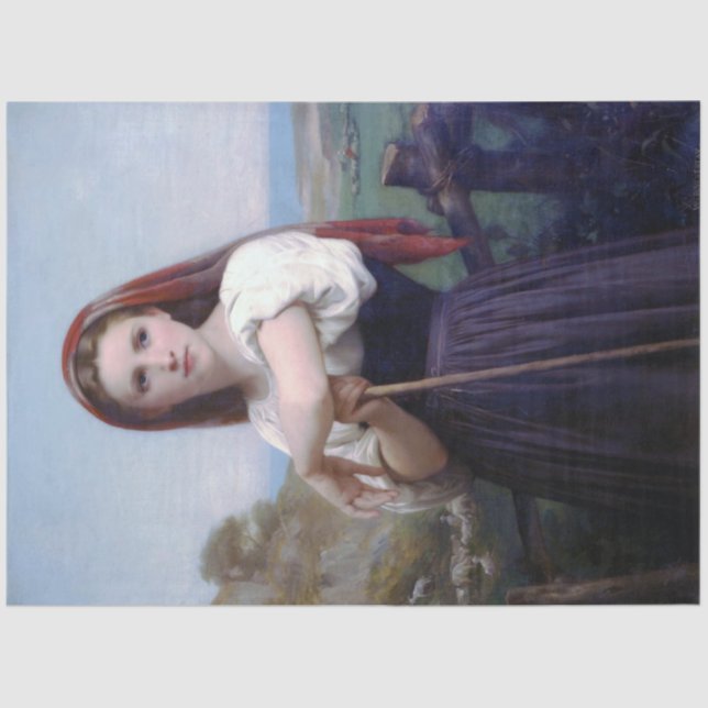 Junge Frau Shepherdess, Bouguereau Seidenpapier (Vorderseite)