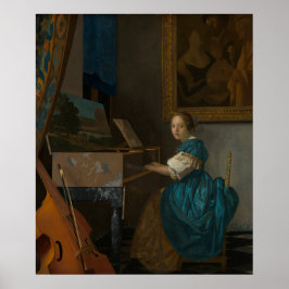 Junge Frau sitzt auf einer Jungfrau Poster