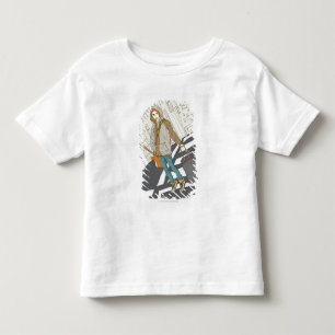 Junge Frau stehend mit Gepäck Kleinkind T-shirt