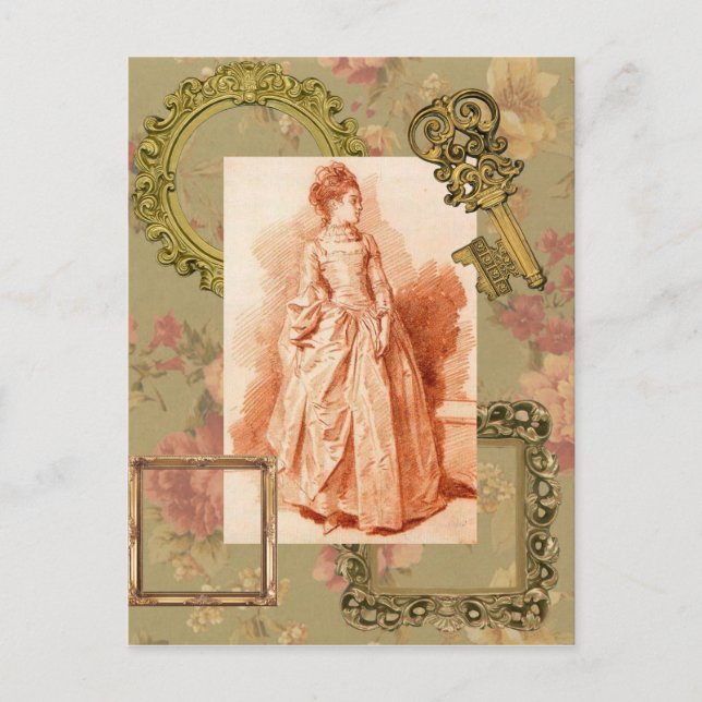 Junge Frau Stehend Postkarte (Vorderseite)