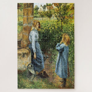 Junge Frau und Kind am Brunnen 1882 von Pissarro