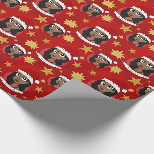 Junge Frau Weihnachts-Cartoon Geschenkpapier (Ecke)