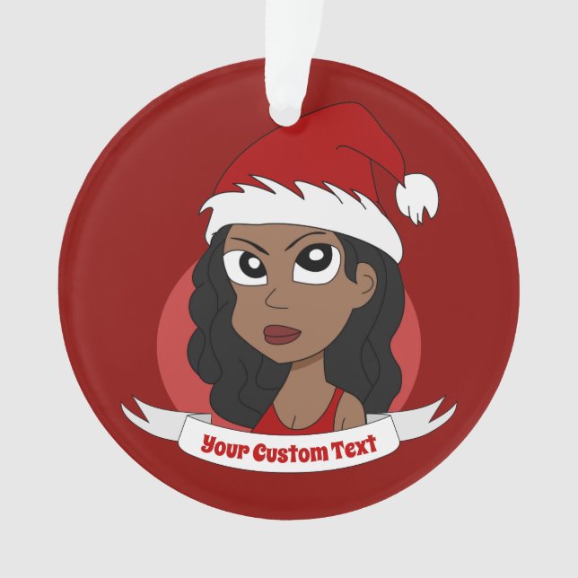 Junge Frau Weihnachts Cartoon Ornament (Vorderseite)
