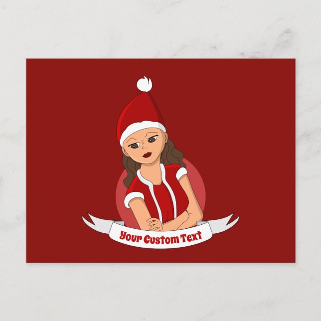 Junge Frau Weihnachts-Cartoon Postkarte (Vorderseite)