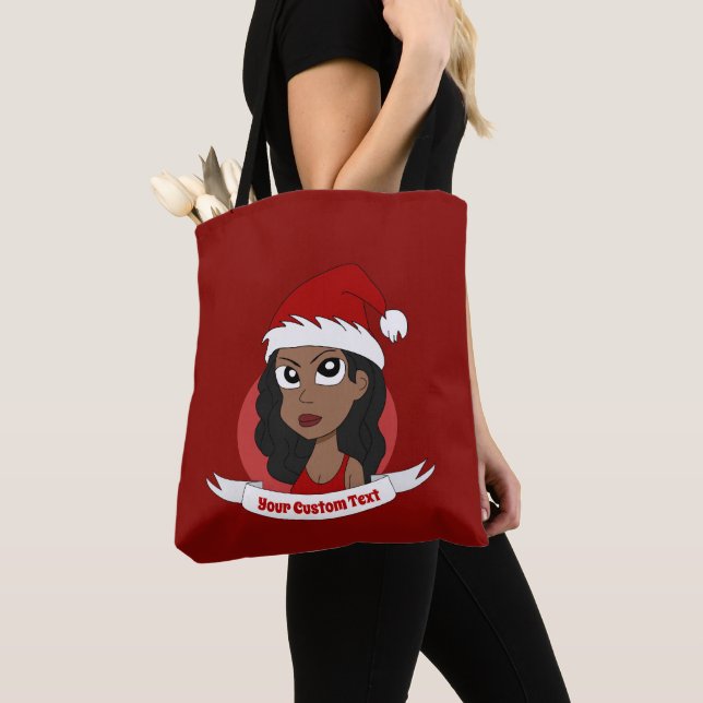 Junge Frau Weihnachts-Cartoon Tasche (Von Nahem)