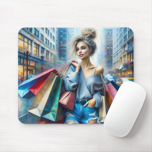 Junge Frauen kaufen in der großen Stadt Mousepad (Mit Mouse)