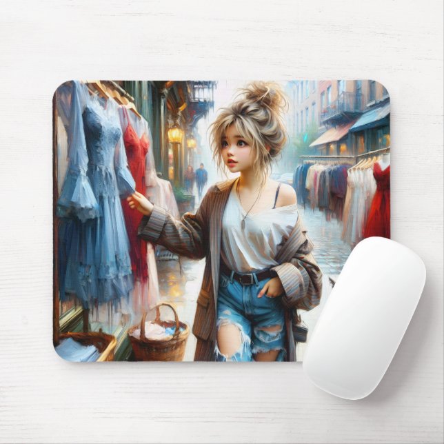 Junge Frauen kaufen in der großen Stadt Mousepad (Mit Mouse)