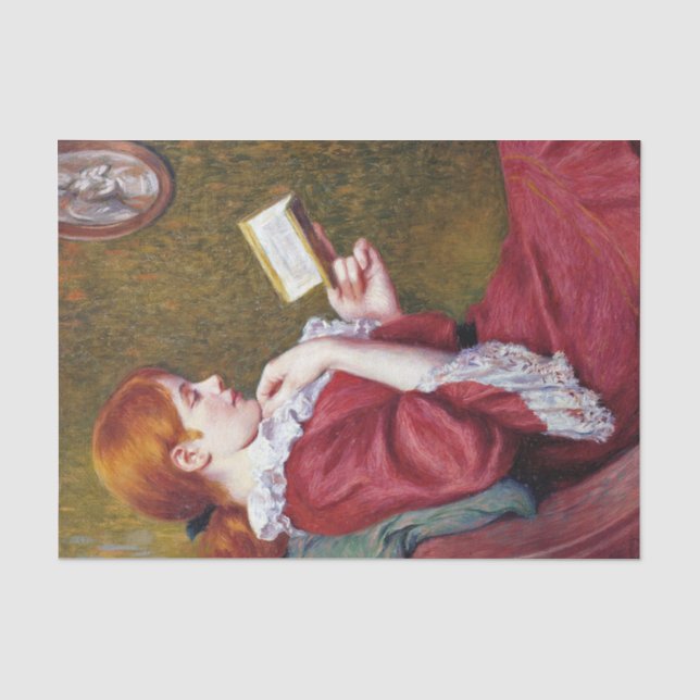 Junge Frauen mit rotem Haar lesen ein gutes Buch Seidenpapier (Vorderseite)