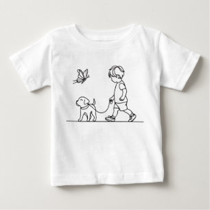 Junge geht seinem Hundewelpen spazieren Baby T-shirt