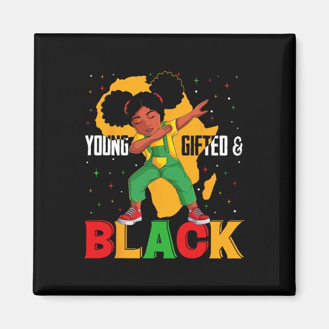 Junge Geschenke und schwarze Dabbing Girl Black Hi Magnet (Vorne)
