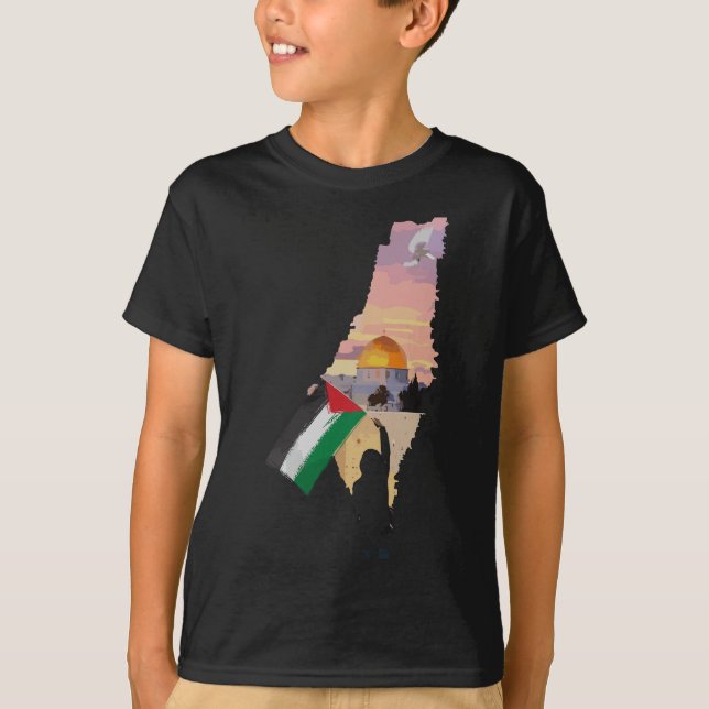 Junge halten Palästinafahne in den Palästinensern  T-Shirt (Vorderseite)