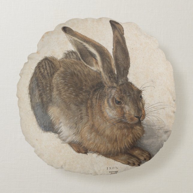 Junge Hasen durch Albrecht Durer Rundes Kissen (Vorderseite)