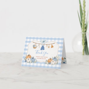 Junge Herbstkleidung Kürbis Baby Shower gefaltet Dankeskarte