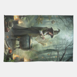 Junge Hexe im Mystischen Wald Ritual Geschirrtuch