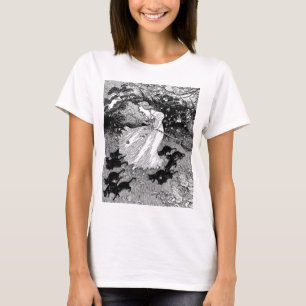 Junge Hexe und schwarze Katzen T-Shirt
