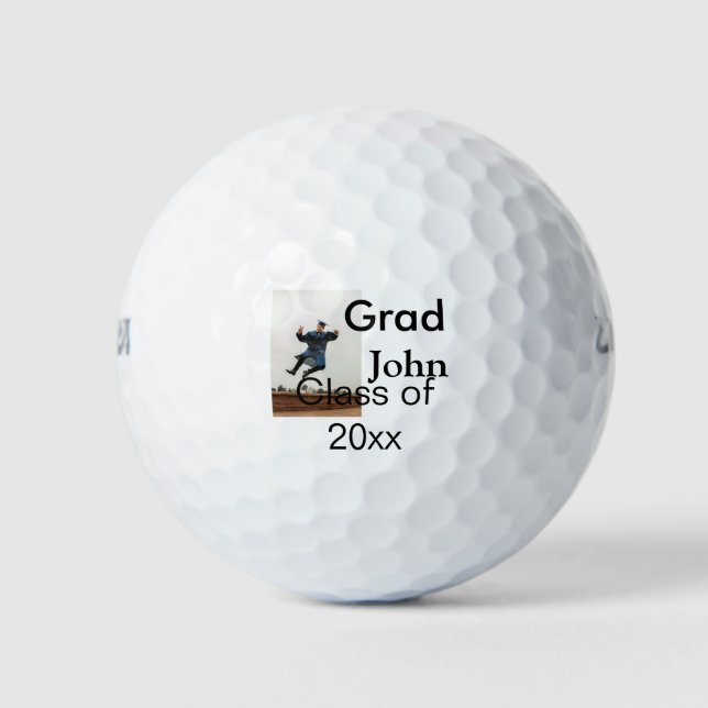 Junge hinzufügen Name Datum Jahr Text QR Abschluss Golfball (Vorderseite)
