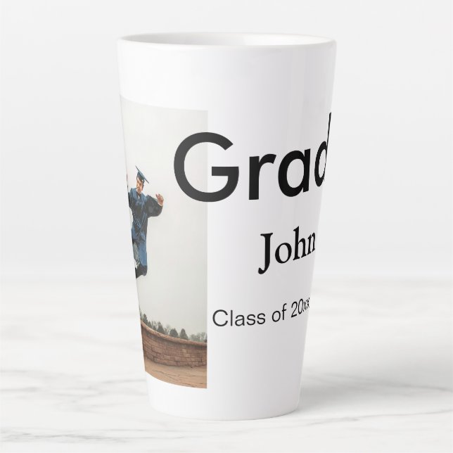 Junge hinzufügen Name Datum Jahr Text QR Abschluss Milchtasse (Vorderseite)