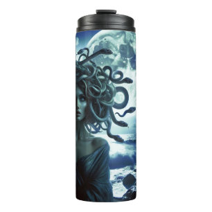 Junge hübsche Medusa mit Mond und Ozean Thermosbecher