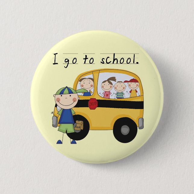 Junge I gehen zu den SchulT - Shirts und Button (Vorderseite)